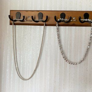 JEWELRY - 2 handcrafted silver ball bead fashion necklaces, round & crystal cut